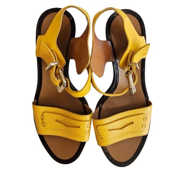 Fendi Leather Sandal Yellow Block Heel Women’s size EU 36 US 6 Made in Italy - Picture 5 of 12